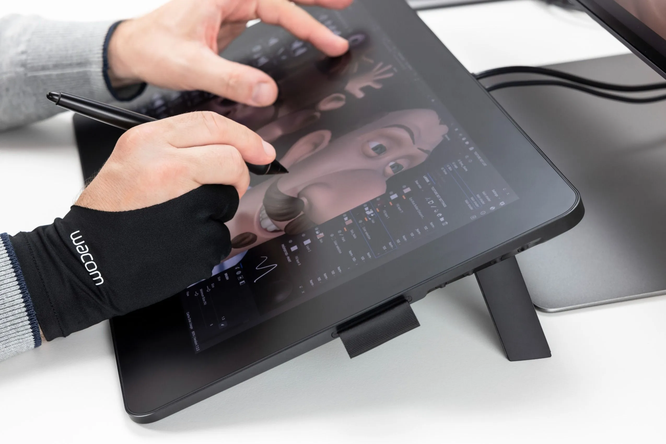 Wacom drawing glove in use right handed